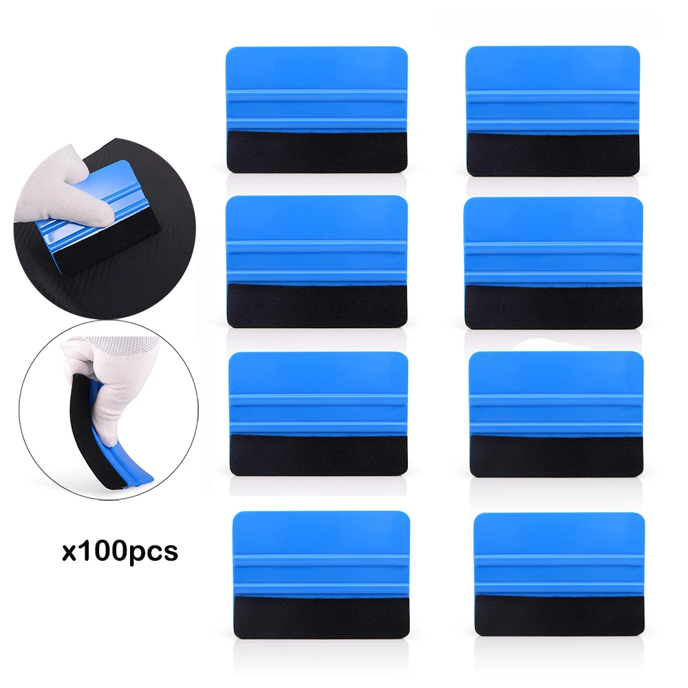 

EHDIS 100pcs 10x7.3CM Car Vinyl Film Wrap Fabric Felt Squeegee Scraper Car Sticker Styling Auto Accessories Window Tint Tools