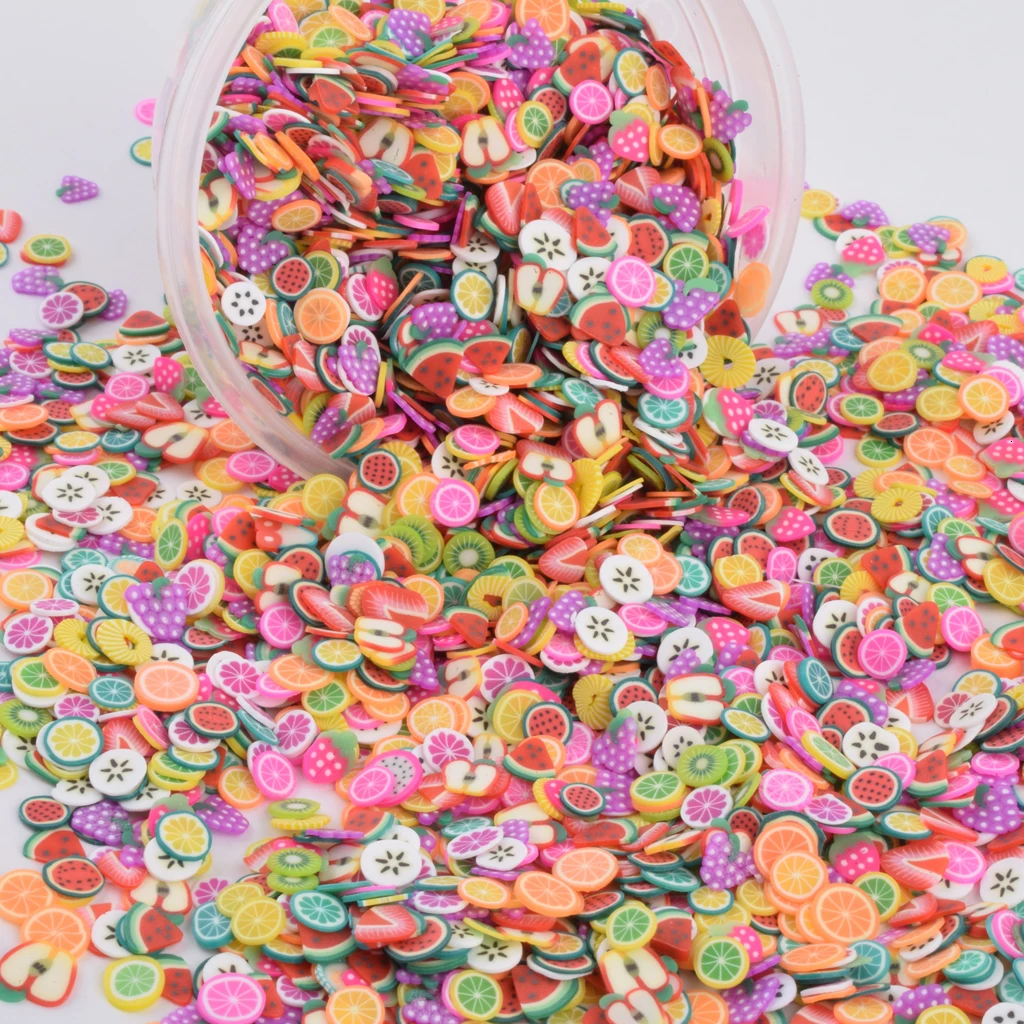 1000pcs Fruit Slices Charms For Kids Lizun DIY Supplies Polymer Clear Clay Sprinkles Putty Nail Art Craft Decoration Toys
