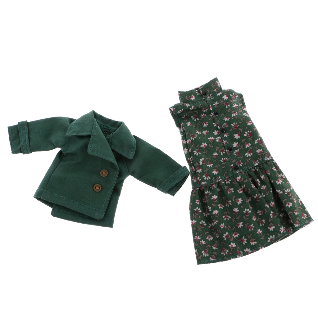 

Dolls Clothes for 1/6 Blythe BJD Dolls Skrit Lace Dress Jeans Coat Bag Headband