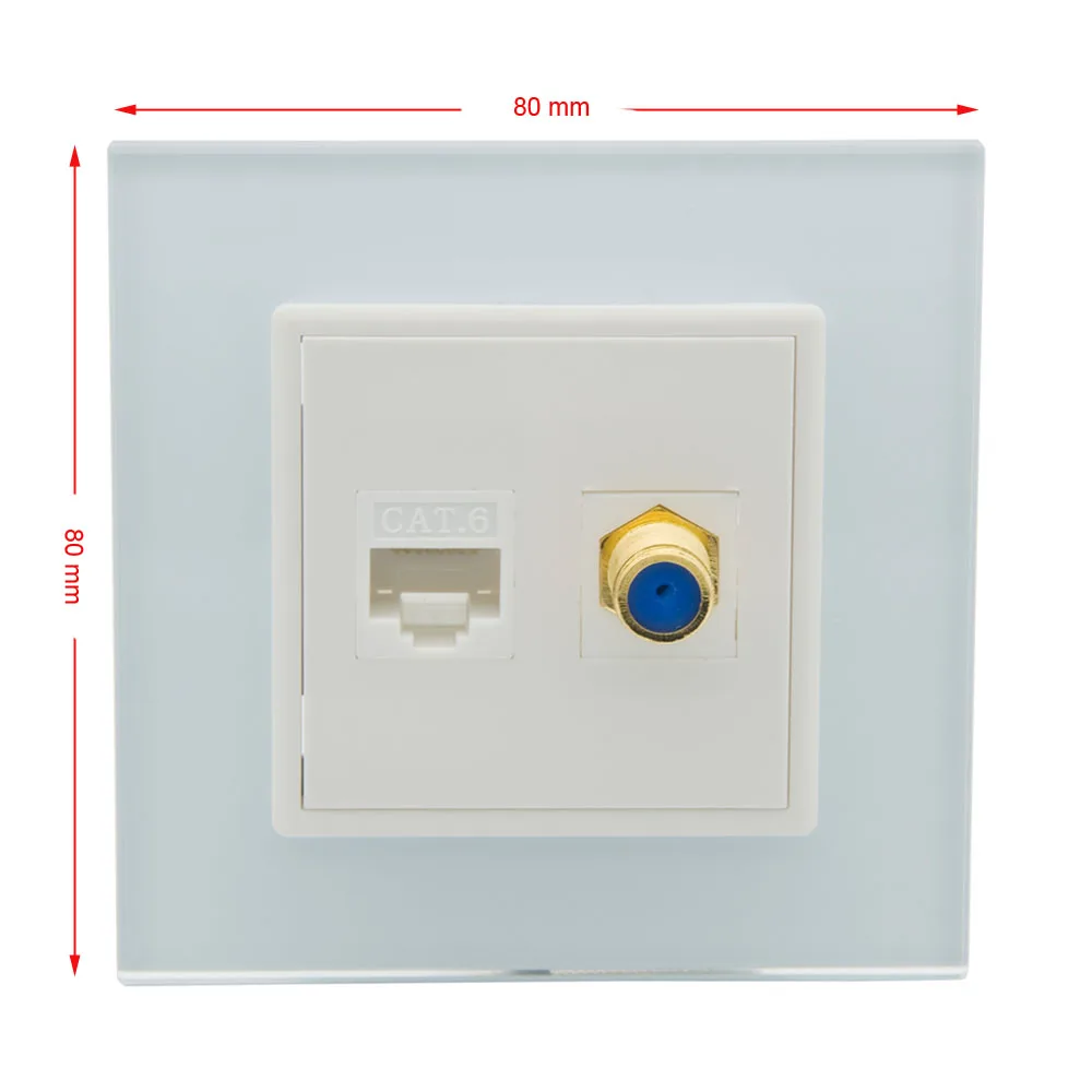 Стандарт ЕС 1 Gang 80 Style CAT6 RJ45 F RG6 TV розетка к розетке настенная пластина с закаленной