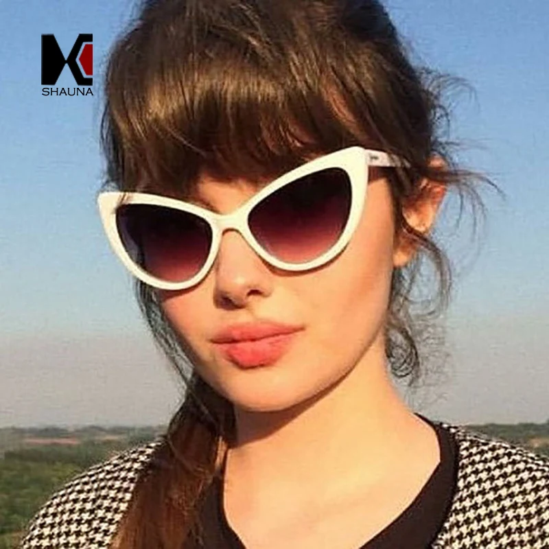 Женские винтажные солнцезащитные очки SHUAN брендовые дизайнерские кошачий глаз с