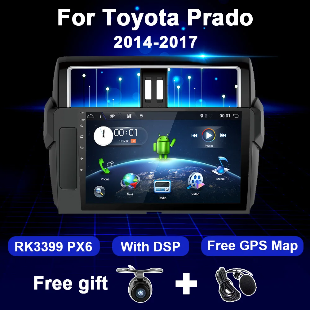 

Android 10 Car Radio GPS For Toyota Land Cruiser Prado 150 2014-2017 Multimedia Video Player DSP WIFI Navigation GPS no DVD 2Din