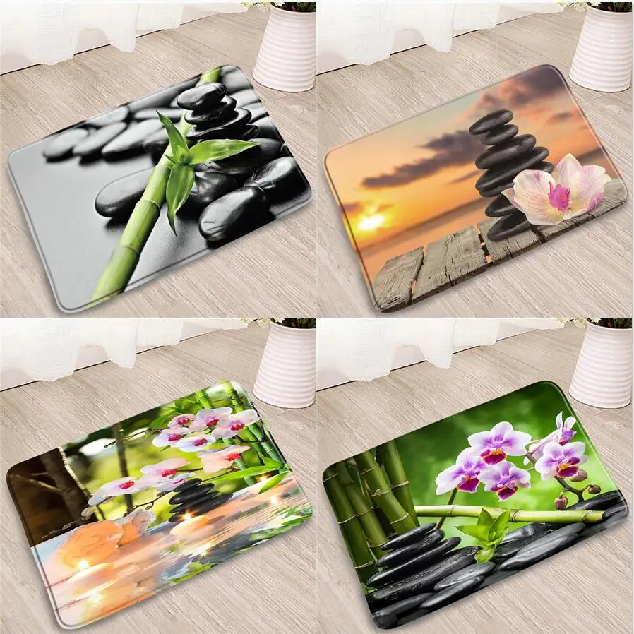 Декоративный коврик для ванной нескользящий ковер с зелеными бамбуковыми