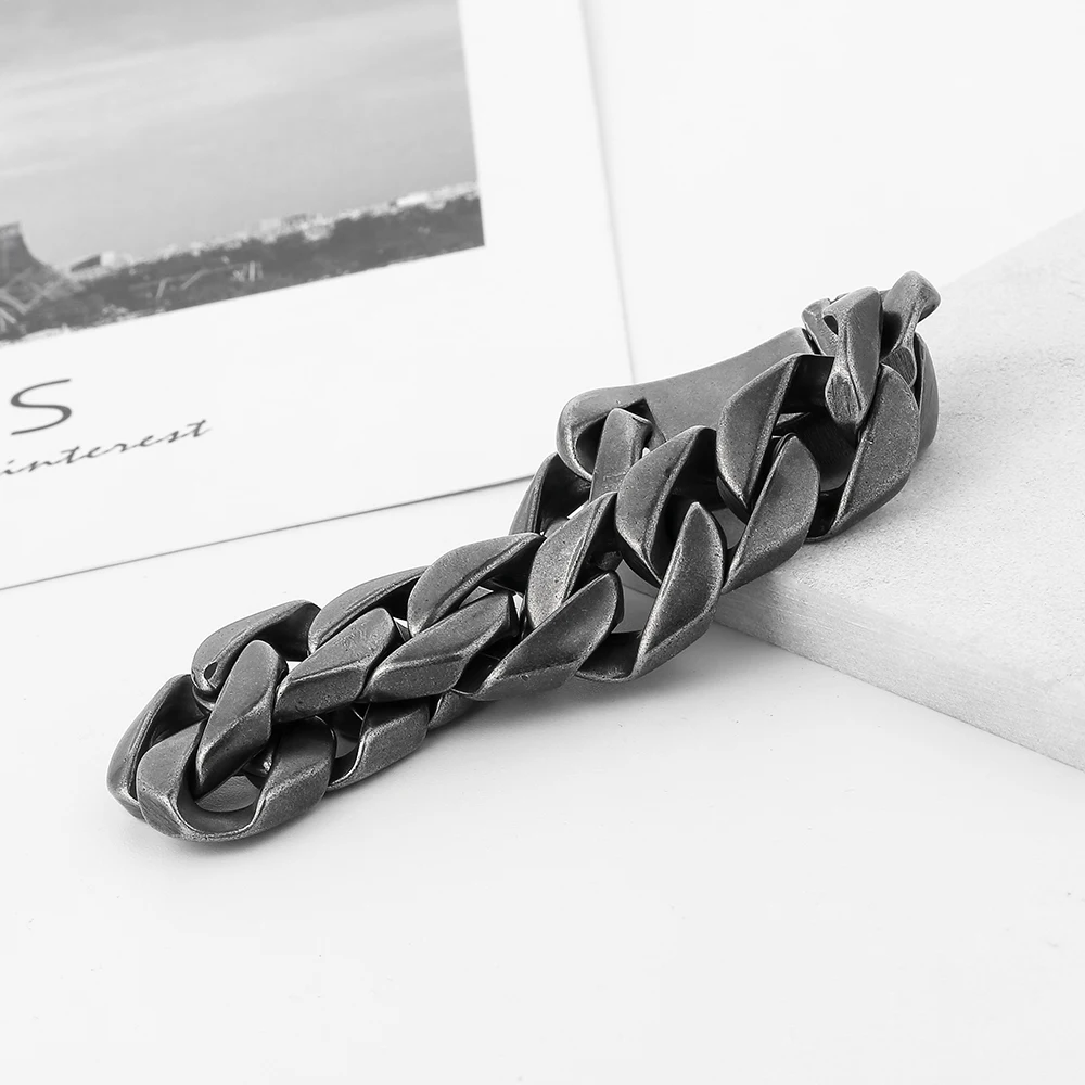 Браслет из нержавеющей стали 316L черного цвета для мальчиков браслет с двойным
