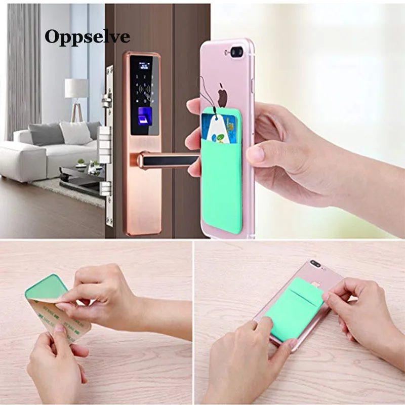 cell phone card holder pocket sticker card sleeve adhesive stick on wallet for iphone 12 x samsung xiaomi huawei all smartphones free global shipping