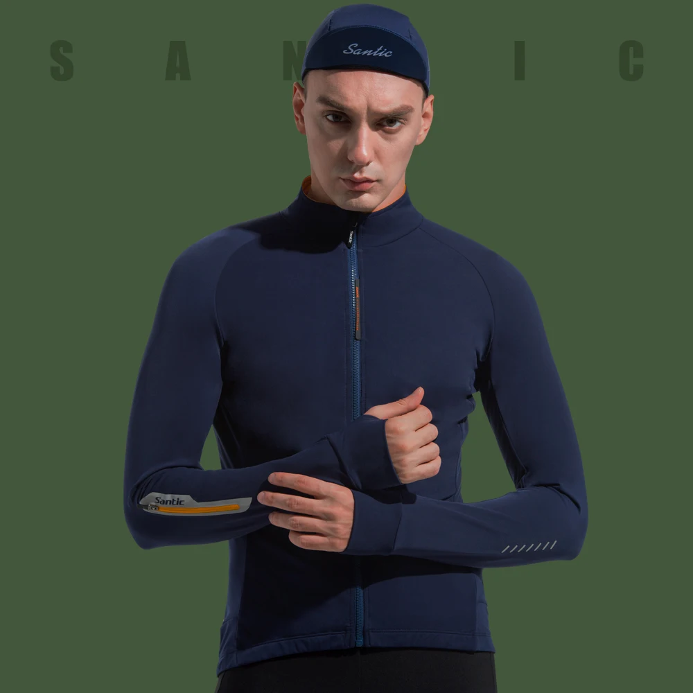 Зимняя велосипедная куртка Santic с длинными рукавами Осенние флисовые утепленные