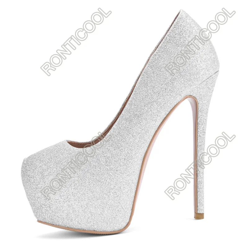 Ronticool/женские туфли-лодочки на платформе блестящие пикантные туфли шпильке с