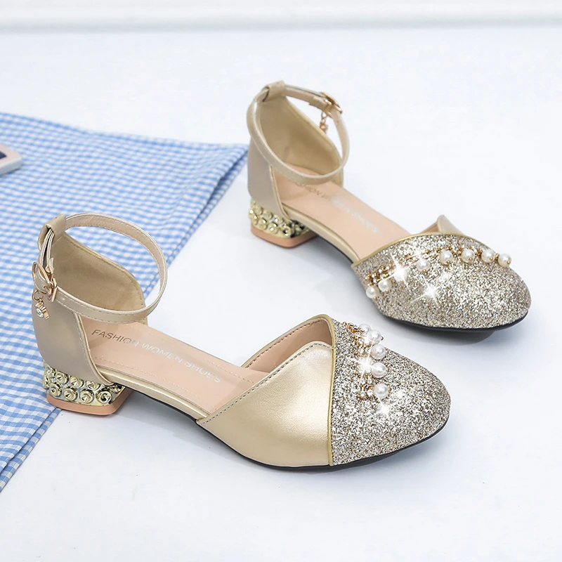 

Туфли на высоком каблуке, кожаные туфли для девочек, повседневные розовые блестящие туфли для девочек, 2021