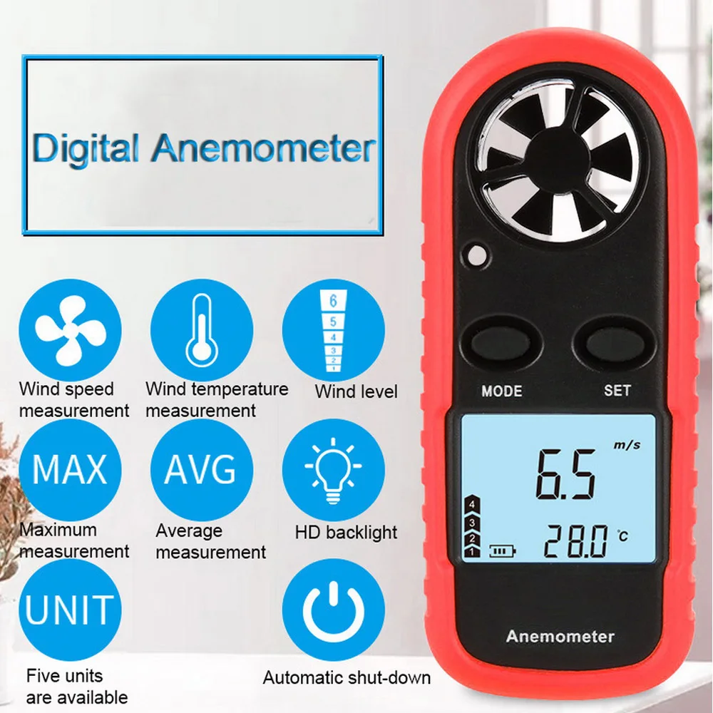 Высокоточный мини измеритель скорости ветра цифровой анемометр ручной