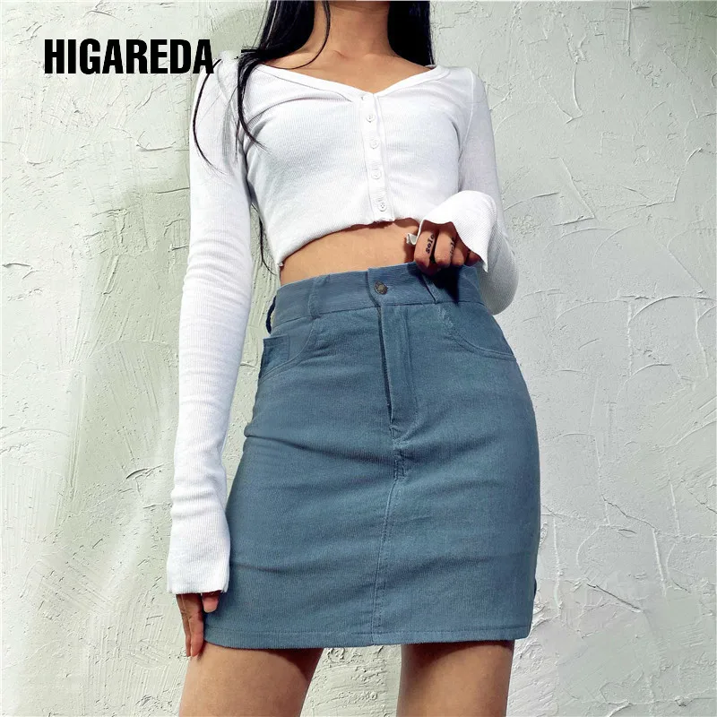 

Повседневная Вельветовая юбка-карандаш для женщин, корейская мода, юбки с высокой талией, Женская Осенняя шикарная сплит-мини-юбка Harajuku