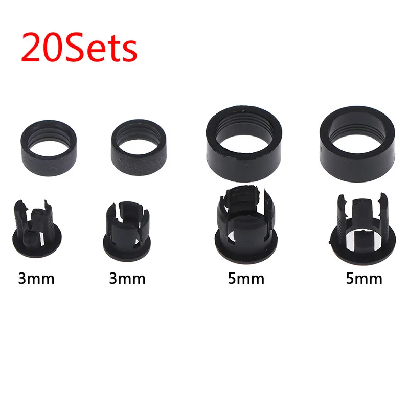

20Set 3mm/5mm Black Plastic LED Clip Holder Case Cup Bezels Mounting Cases