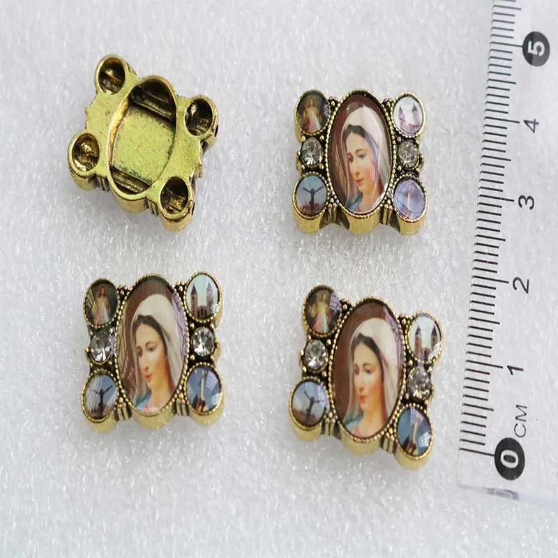 Большой католический браслет с бусинами медальон шармами Мария кулон модные