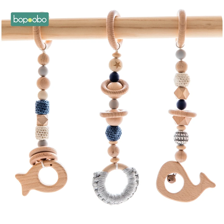Fish Set Bopoobo детская деревянная цепочка жевательный браслет детский мобильный деревянный прорезыватель погремушка для листьев игрушка может жевать BPA Бесплатно Детские Прорезыватели подарки - Цвет: Fish Set