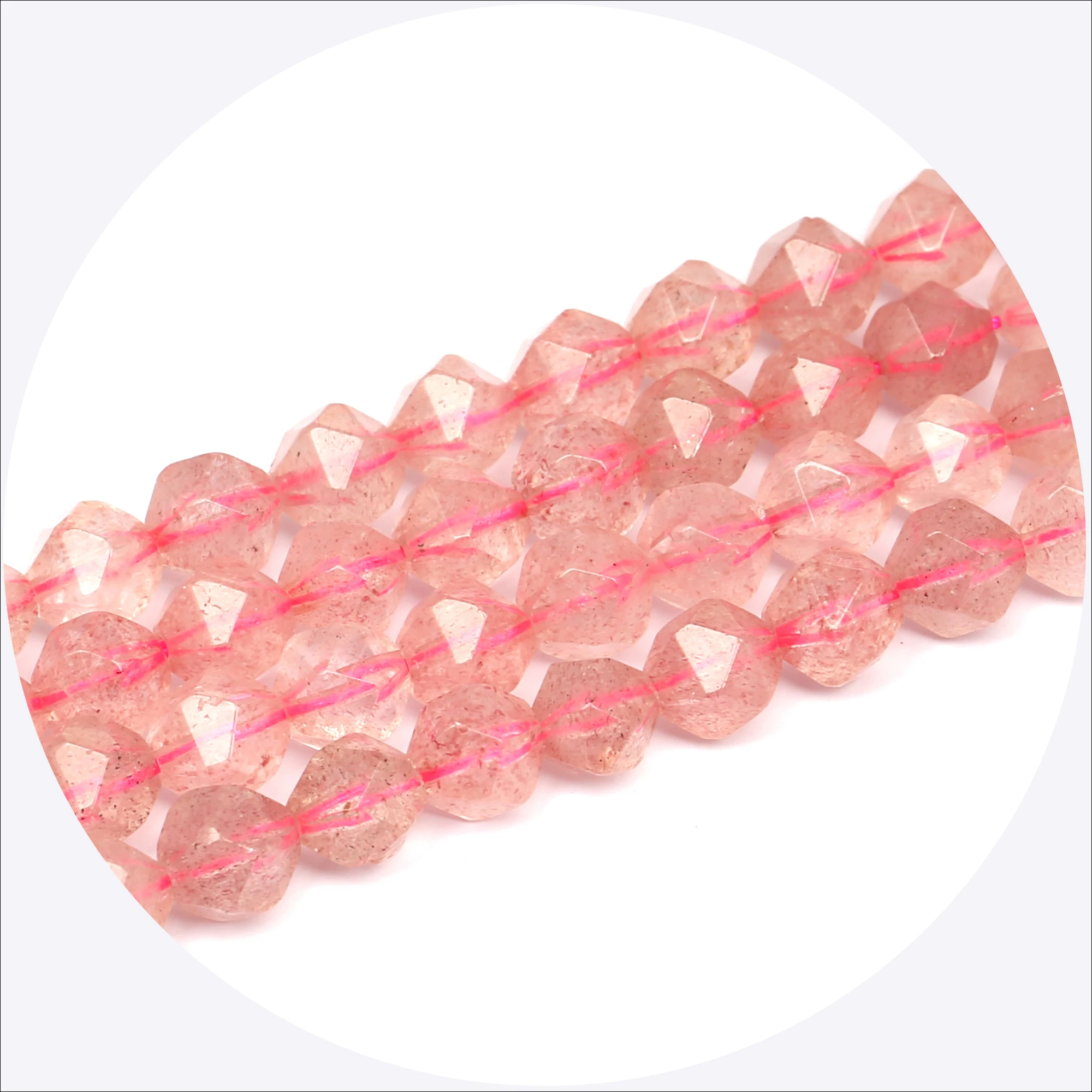 Бесплатная доставка 3 шт 8 мм Клубничные кварцевые бусины граненые розовые