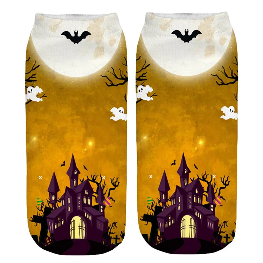 Новые женские 3D печатные носки Хэллоуин Забавный Тыква носок в виде фонаря