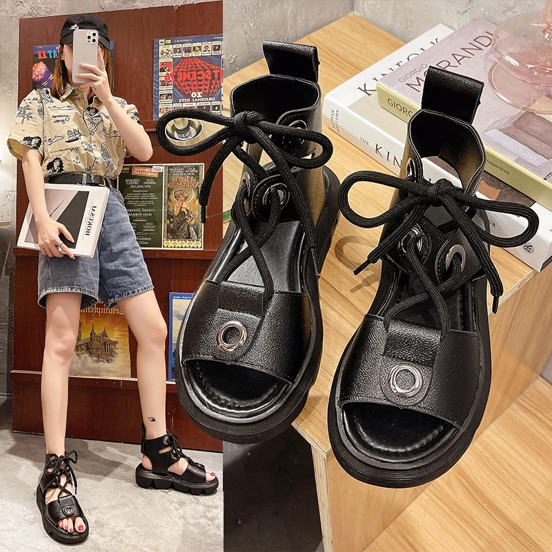 

Сандалии женские спортивные на толстой подошве, модные босоножки-гладиаторы с ремешком с открытым носком, улучшенный стиль, джокер, лето 2021