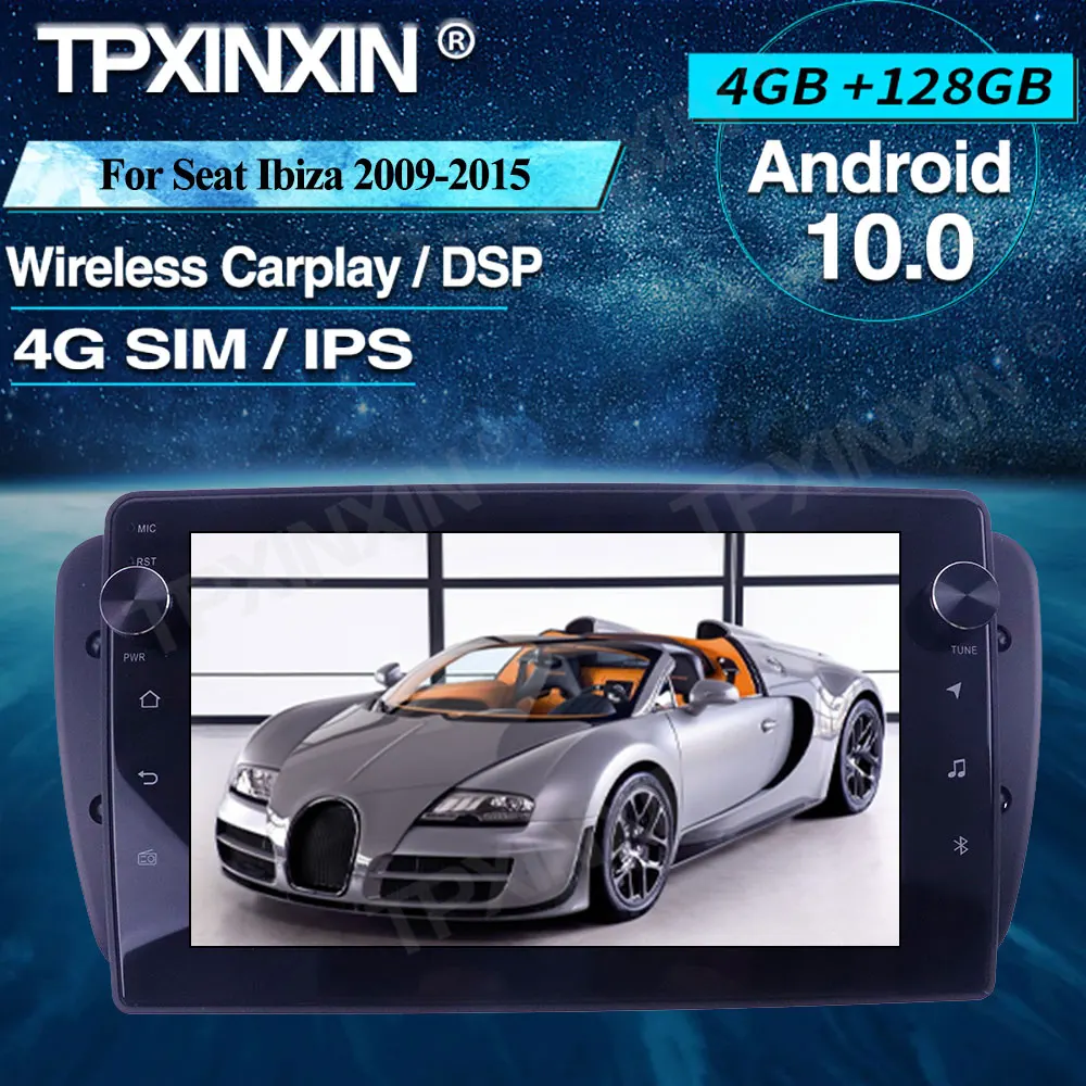 Автомобильный радиоприемник для Seat Ibiza 2009-2015 Android 10 0 4 + 128G автомобильный