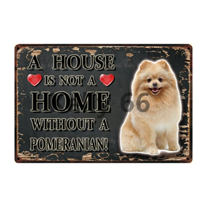 Оловянный постер [Kelly66] с изображением домашних животных собак померанского