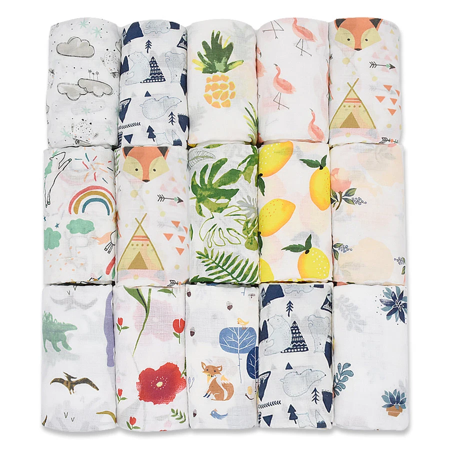

120X120CM Muslin Blanket 100%Cotton Baby Swaddle Soft Newborn Blanket Bath Towel Gauze Infant Kids Wrap Sleepsack Stroller Cover
