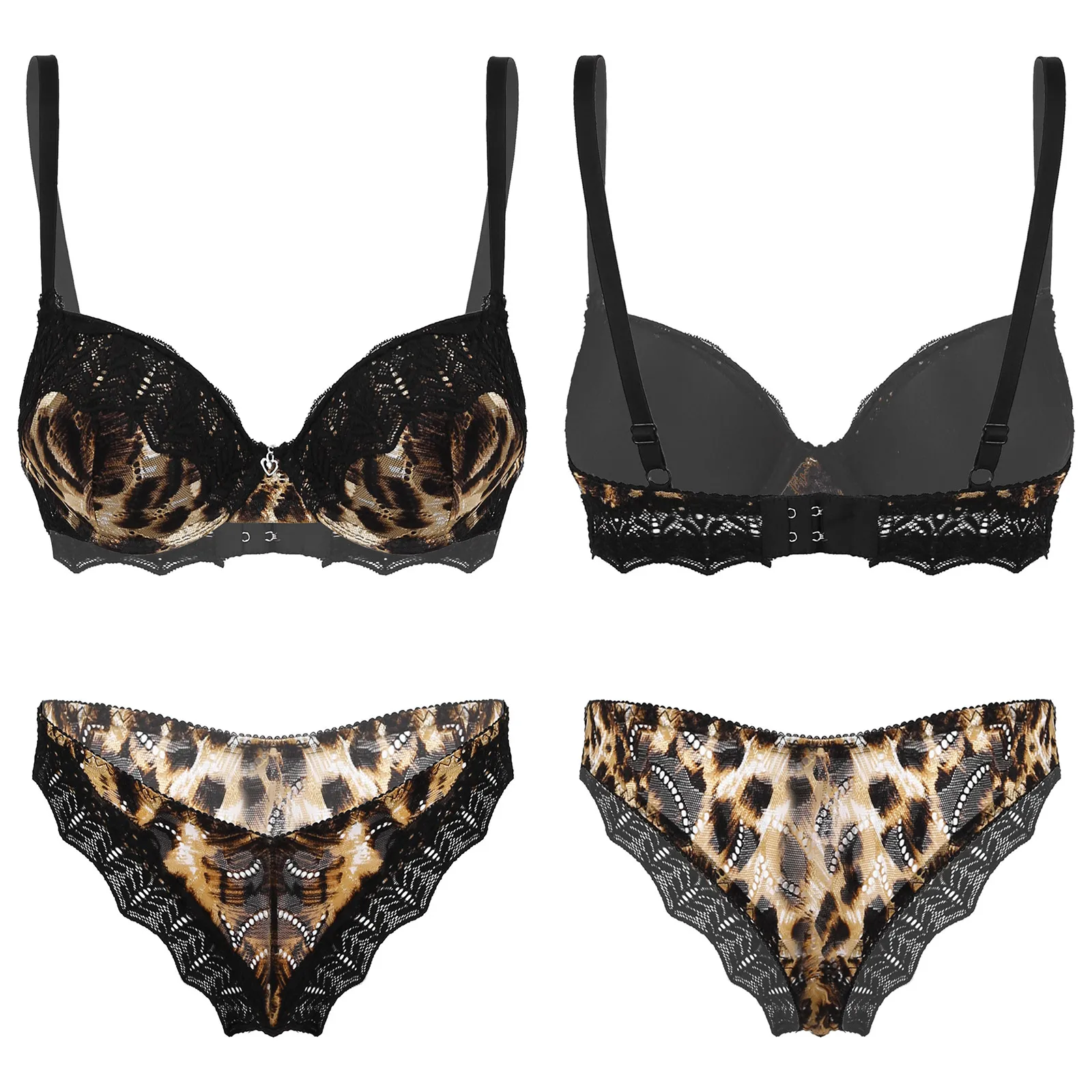 

Женское леопардовое нижнее белье, экзотические комплекты с кружевной отделкой, бюстгальтер с мягкими чашечками, ажурные стринги, стринги, т...