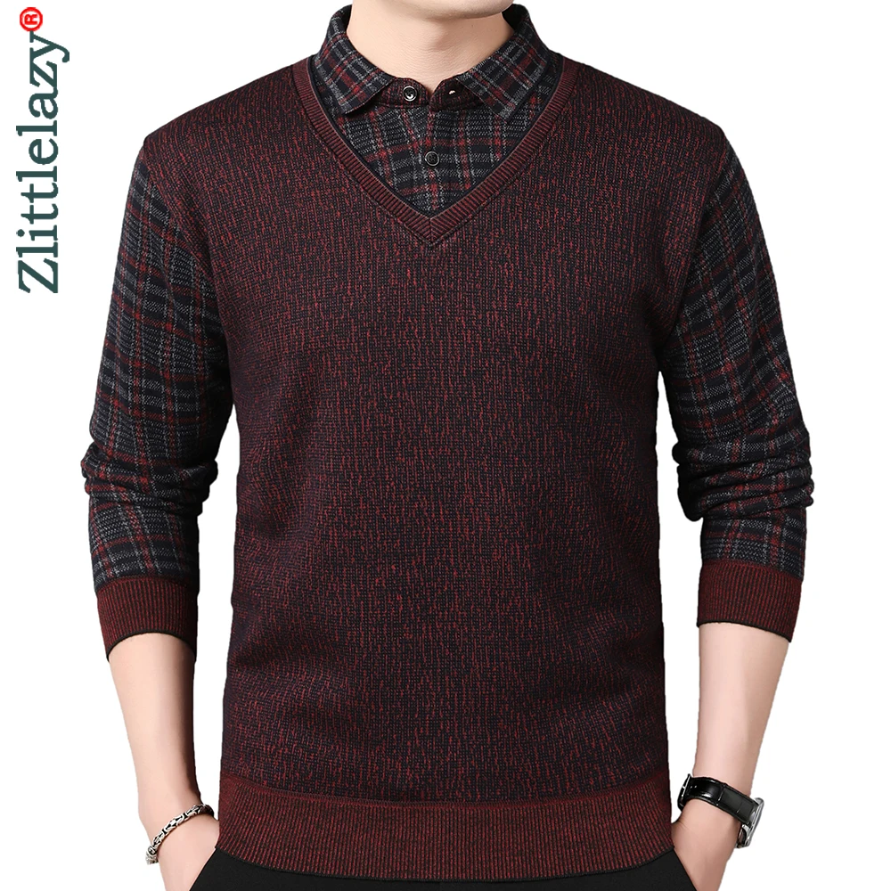 

2022 Winter Thick Polo Tee Shirt Men Casual Fashion Men's Clothing Warm Polos Shirts Mens False Two Slim Poloshirt Tops 10325