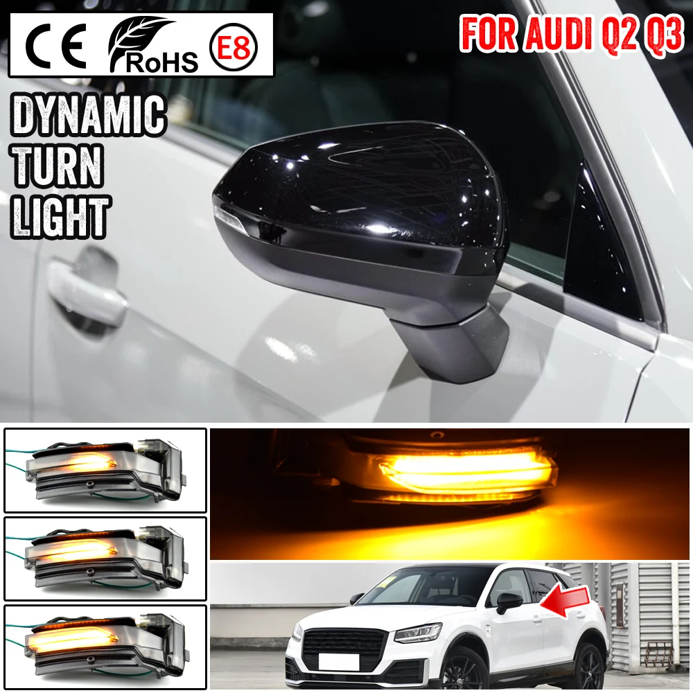 

2pcs Flowing Turn Signal Light LED Side Wing Rearview Mirror Dynamic Indicator Blinker For AUDI Q2 2018-2020 Q3 2019-2020