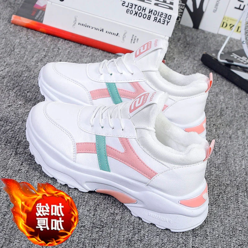 Женские плюшевые кроссовки на массивной платформе Вулканизированная подошва