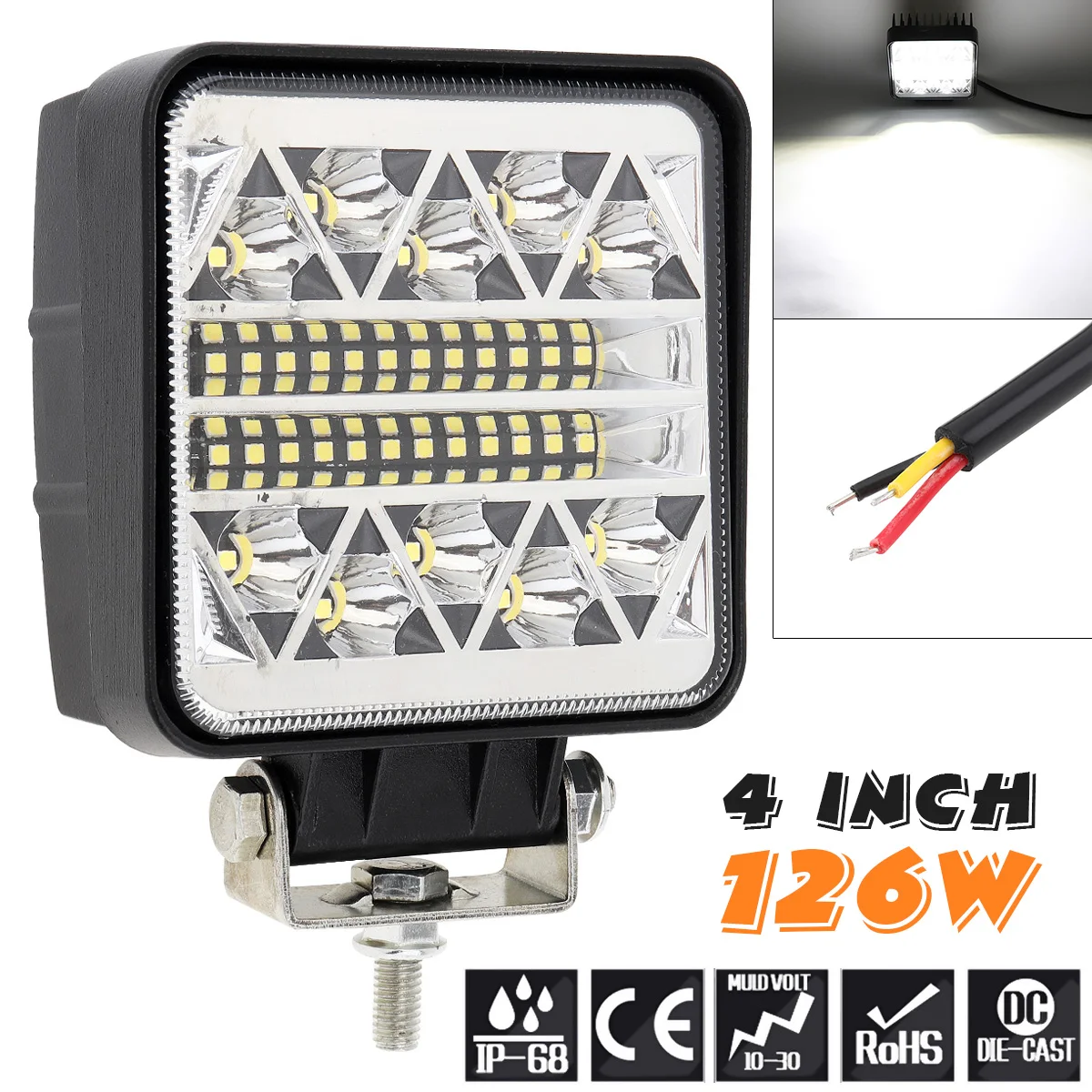 

Ultra Bright 4 Inch 126W Square Work Light Bar Modified Lamp for Off Road Car / SUV / ATV /Truck
