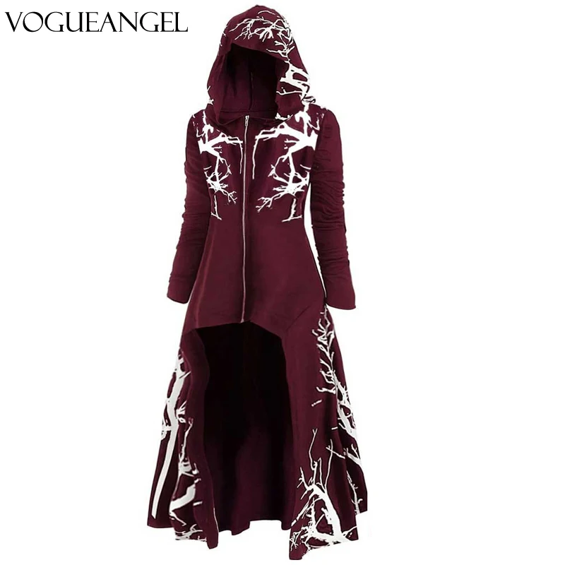 2020 Новый плащ для хеллоуина женщин в винтажном стиле Тонкий печати с капюшоном