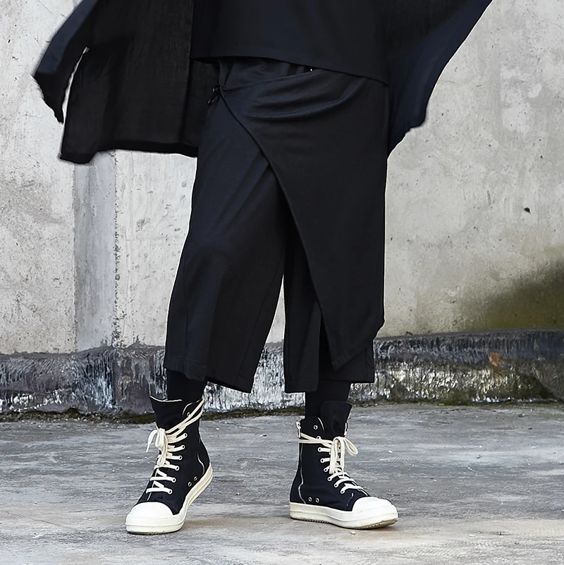 Мужские японские кимоно свободные черные широкие брюки мужская мода уличная