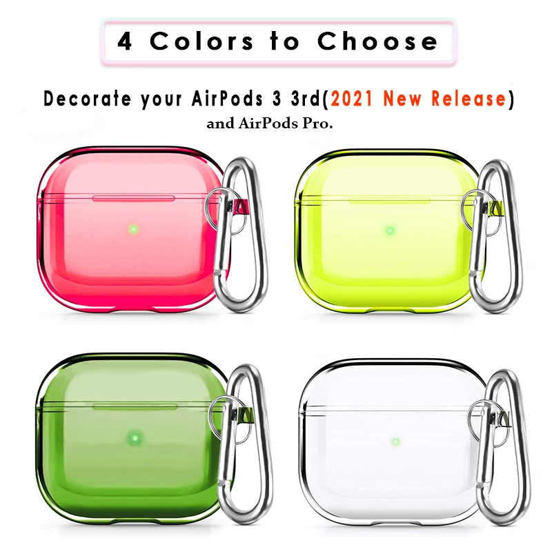 Яркий прозрачный чехол для AirPods 3 Apple 3-го поколения чехлы Air Pods Pro защитный