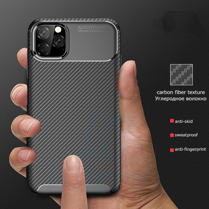 Hacrin чехол для iPhone 11 Pro Чехол из мягкого углеродного волокна противоударный Max