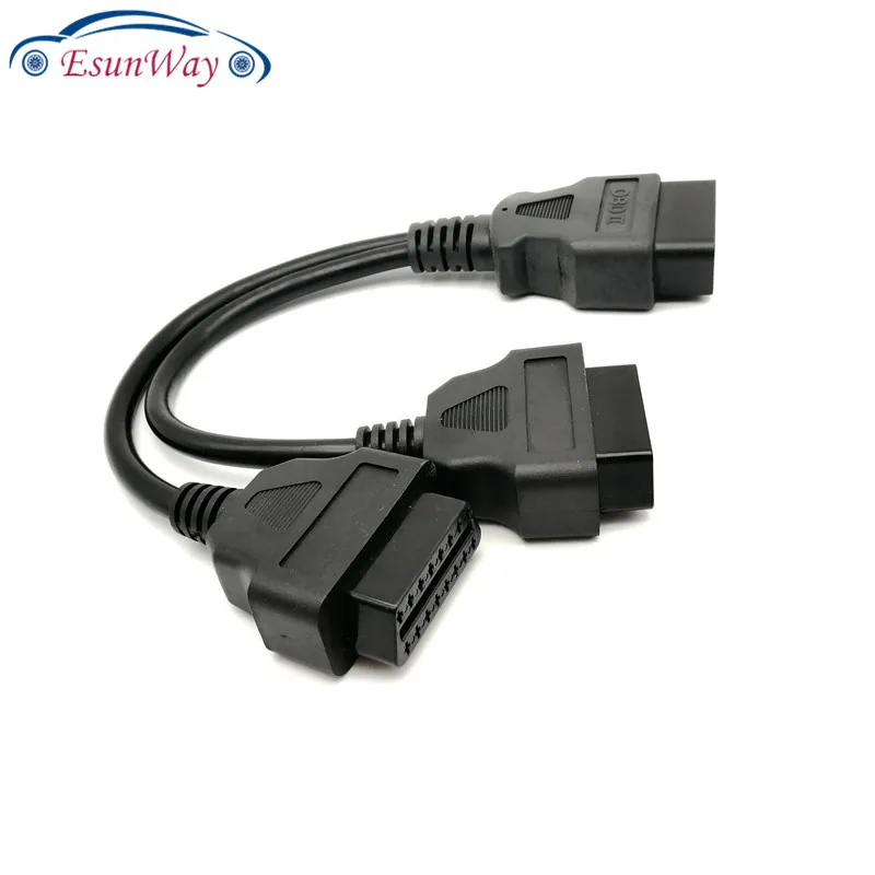 20 шт./партия! 16 pin OBD2 OBD II разветвитель Удлинительный Y Кабель Штекерный к двойному