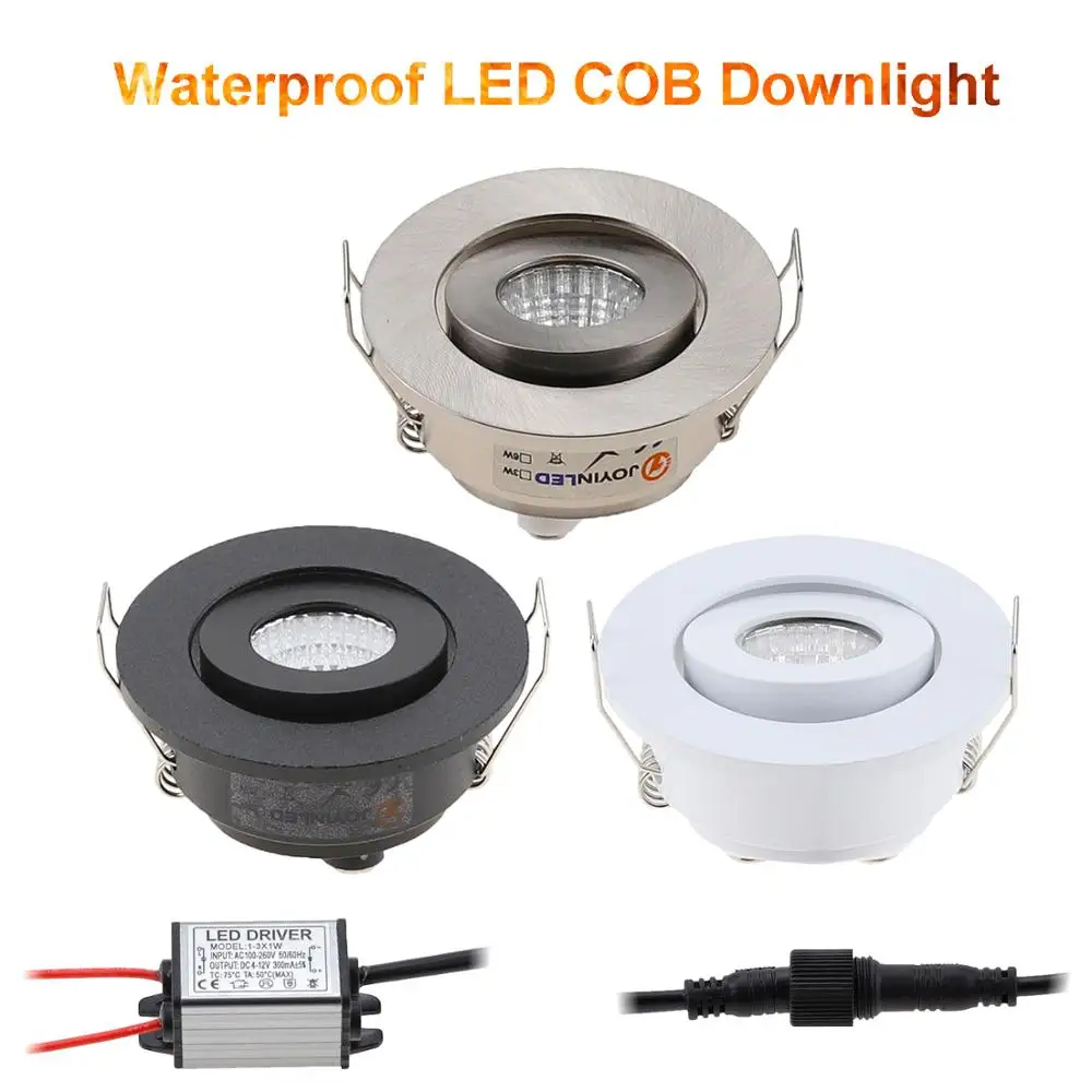 

Dimmable LED Waterproof IP65 COB Ceiling Outdoor Recessed 3W AC90-260V DC12V Warm White LED Downlight Hotel Villa Home Lighting