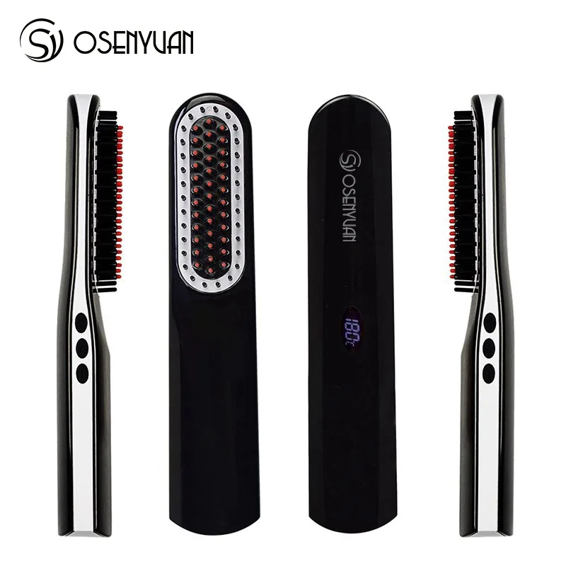 Беспроводной мужской выпрямитель для бороды стайлер расческа ЖК дисплей
