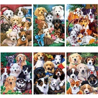 5d diy diamond painting cross stitch many dogs embroidery mosaic handmade full square round drill wall decor craft gift