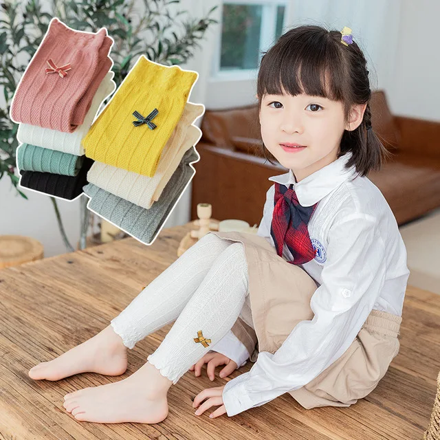 

2021 Autumn new arrival children clothes girls leggings cute bow casual fashion sports lace kids trousers college style leggings