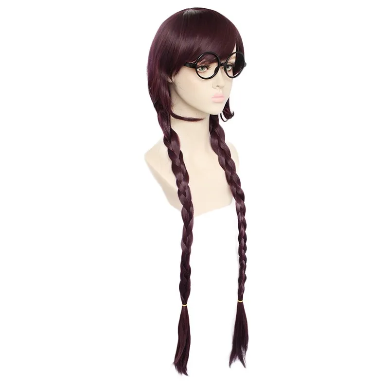 

Dangan Ronpa Danganronpa Fukawa Toko Коричневая длинная коса Косплей Жаростойкие синтетические волосы Хэллоуин + Бесплатный парик шапка + очки