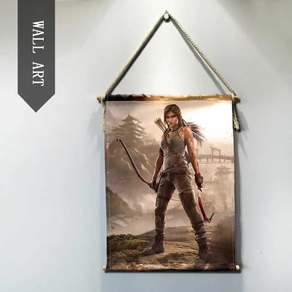 Rise of The Tomb Raider гостиная картина для декора комнаты настенное Искусство современной плотной древесины хлопковая нить подвесной вал прокрутки живопись - Цвет: 8