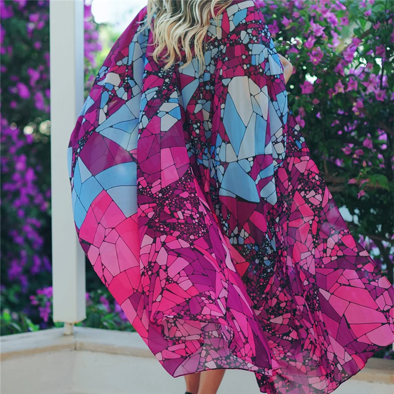 Женский купальник парео Пляжное Платье накидка размера плюс с фиолетовым