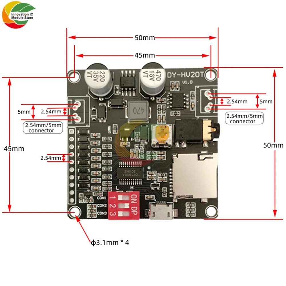 10W/20W Voice Playback Module Board MP3 Music Player SD/TF Card Integrated I/O Trigger UART Protocol Control for Arduino | Электронные