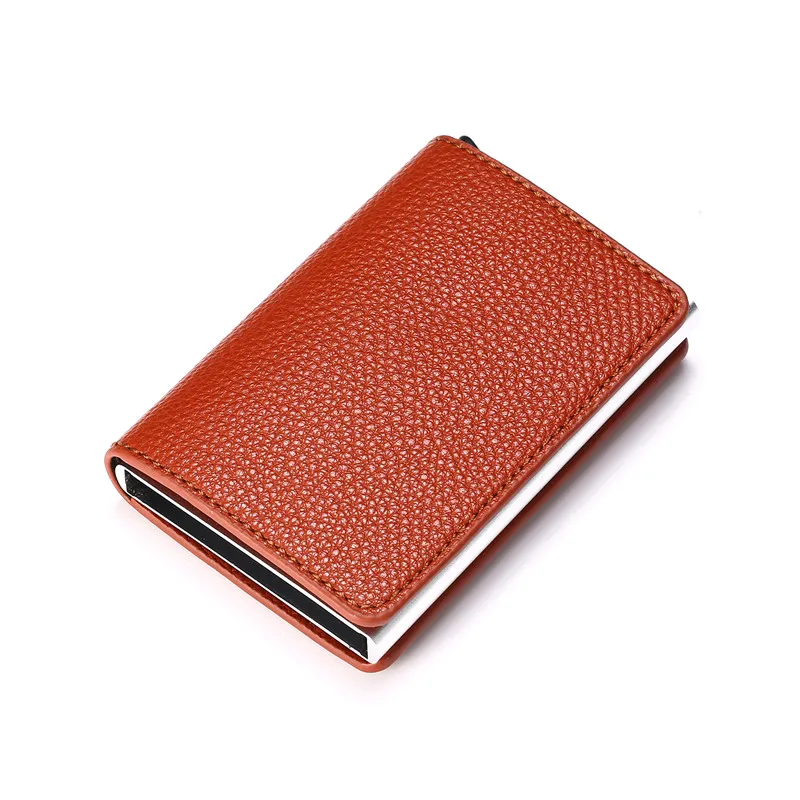 BISI GORO RFID кошелек личи мягкий кожаный чехол для карт Защита информации защитный клатч модный всплывающий держатель для карт алюминиевая коробка
