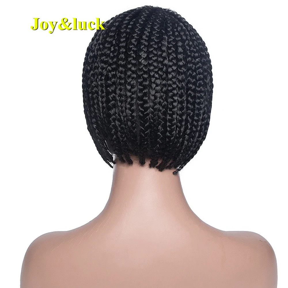 Synthetic Braiding Hair  Headband Wig Short Box Braids Braided Wigs For Women Black Turban Link Crochet Braids Daily Wear Wig