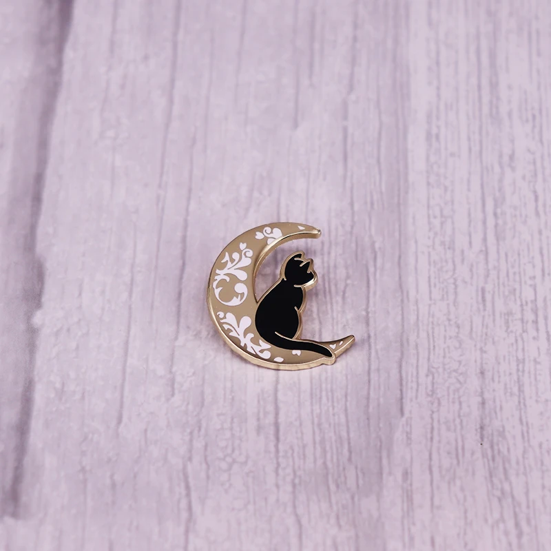 Kawaii Moon Cat Starlight Fantasy Animal Black Cats Art Brooch Kitty Hard Enamel Pin | Украшения и аксессуары