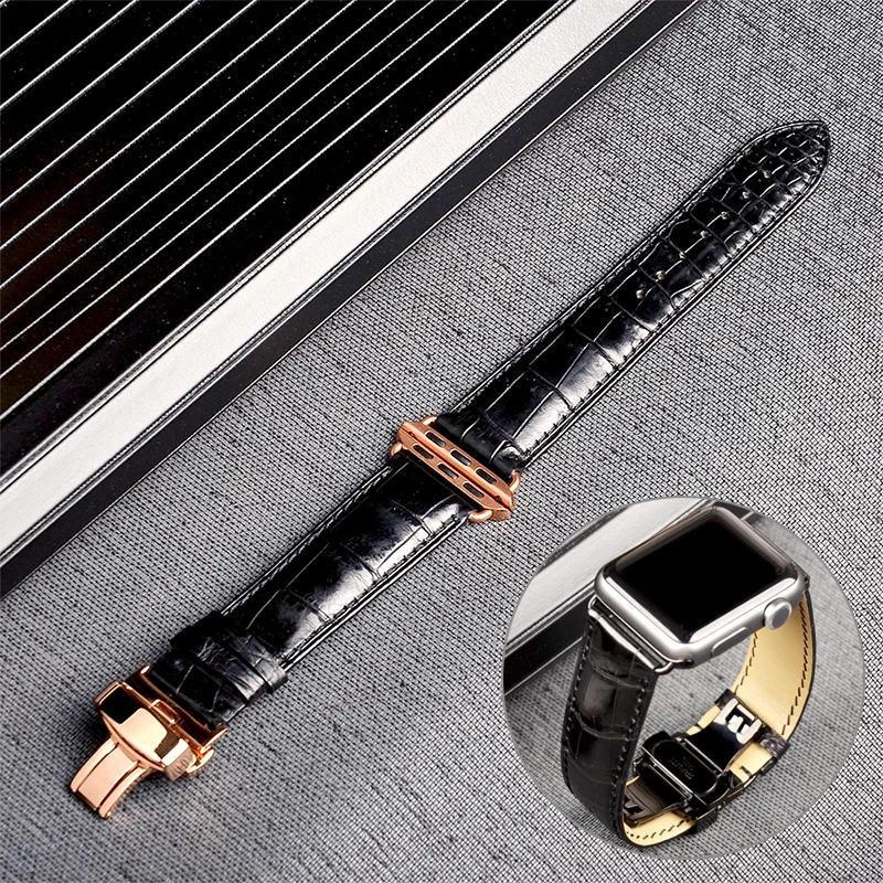 Ремешок из натуральной кожи аллигатора высшего качества для Apple Watch 5 4 3 2 1 44 мм 40