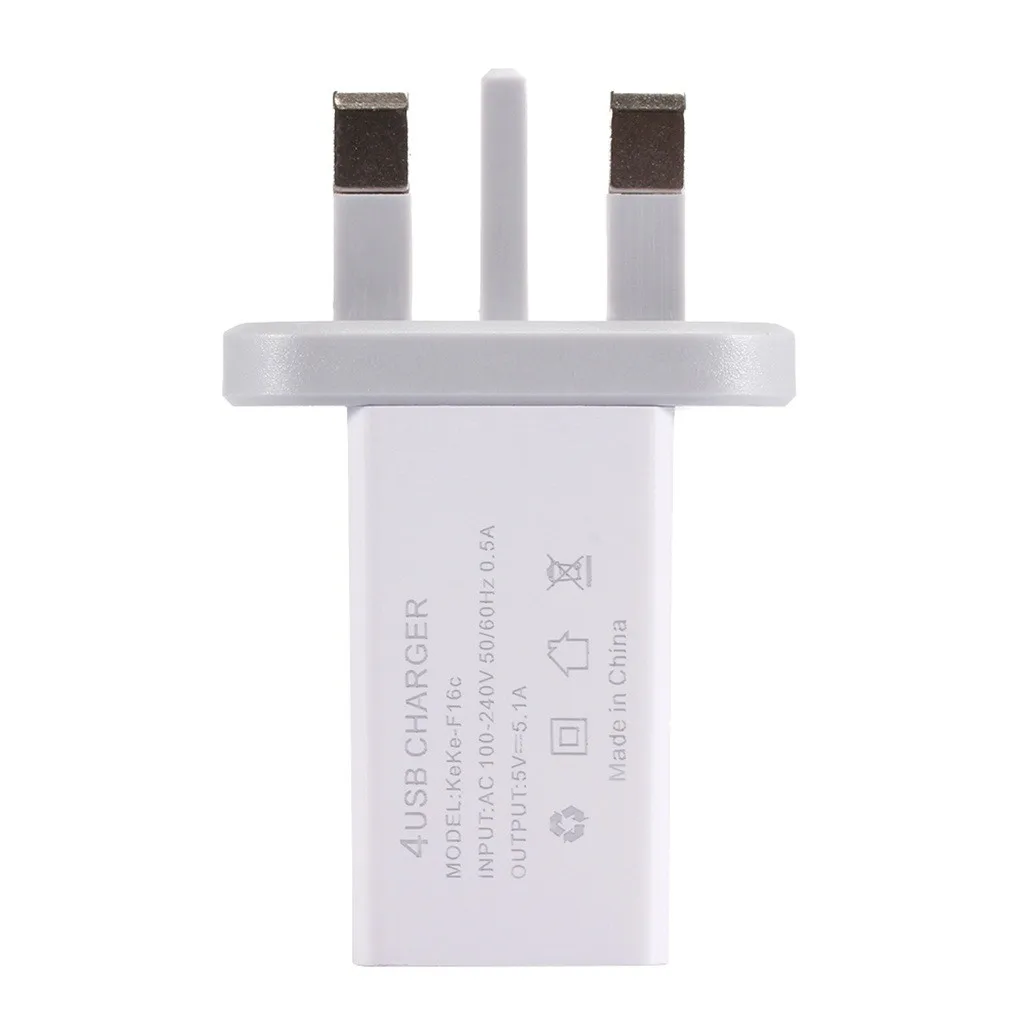 UK Wall Hub Зарядное устройство USB адаптер 4 Мути порт 5.1A быстрая зарядная станция блок питания Разъем для Iphone для huawei#802