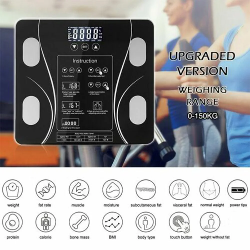 

Newly Bathroom Body Fat Scale BMI Smart Electronic ​LED Touching Button Muscle Fitness Weight FIF66