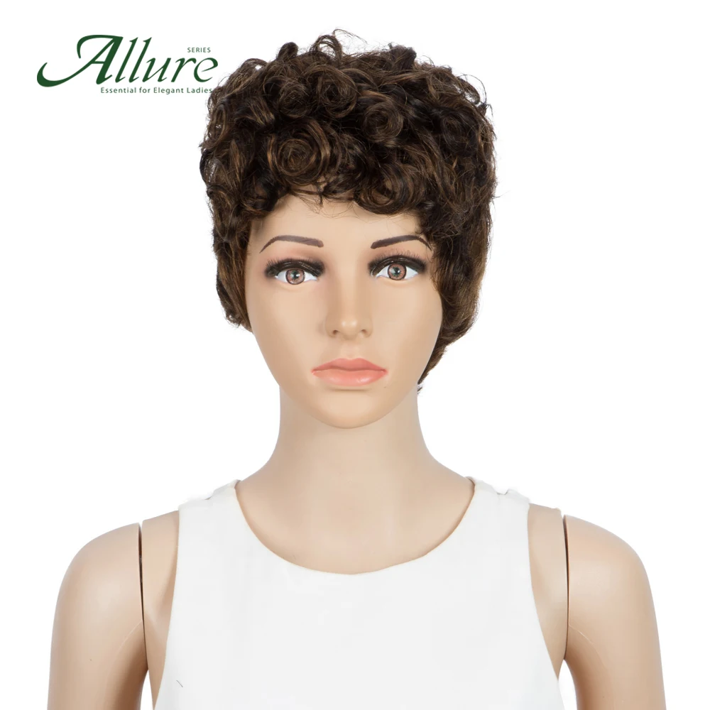 Натуральный короткий парик для темных женщин кудрявые человеческие волосы