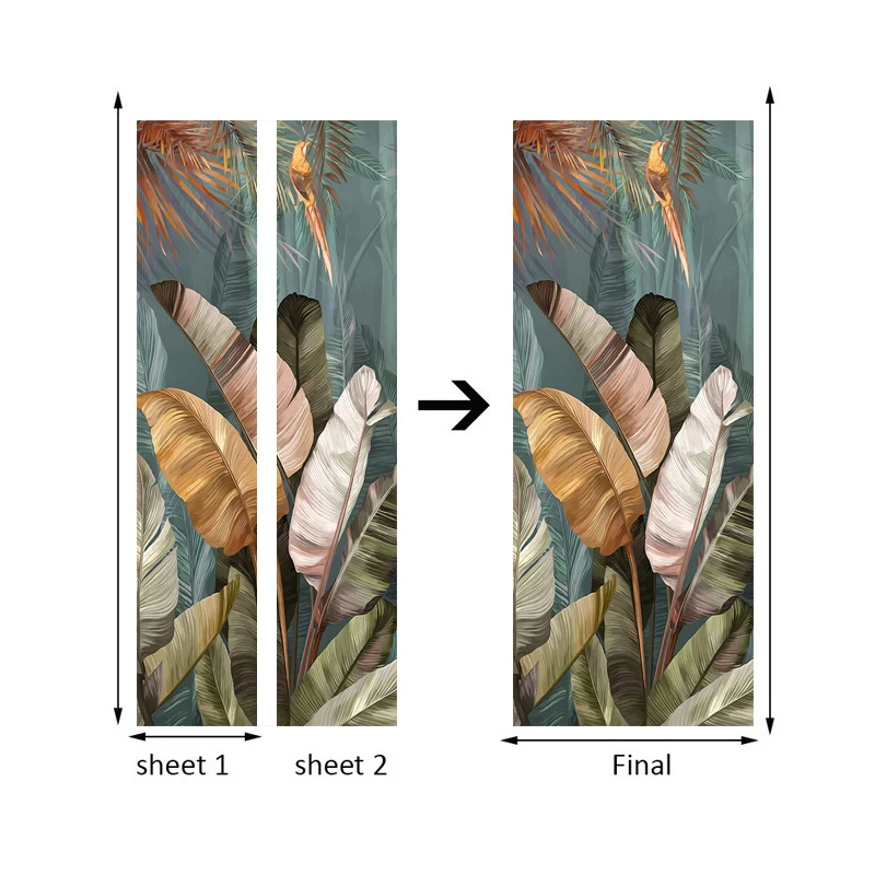

3D DIY Self-adhesive Door Sticker Plant Banana Leaf Bedroom Poster Door Mural PVC Waterproof Removable Art Vinyl Wallpaper Roll