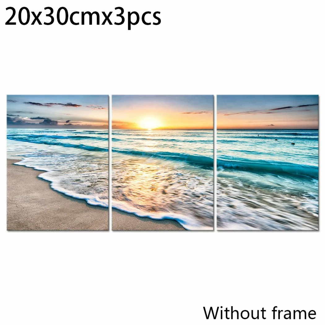 

3PCS Canvas Painting Pictures Home Art Decor Wall Posters Sea Landscape Beach 3-pictures Combination Living Room Decoration